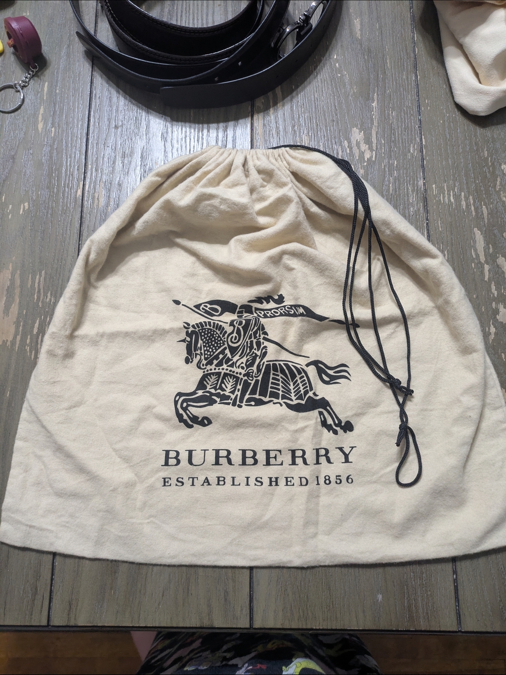 Burberry Beige Cotton Drawstring Dust Bag with Black Logo